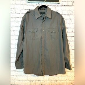Beverly Hills Polo Club Gray Long Sleeve Button Down Shirt Sz XL